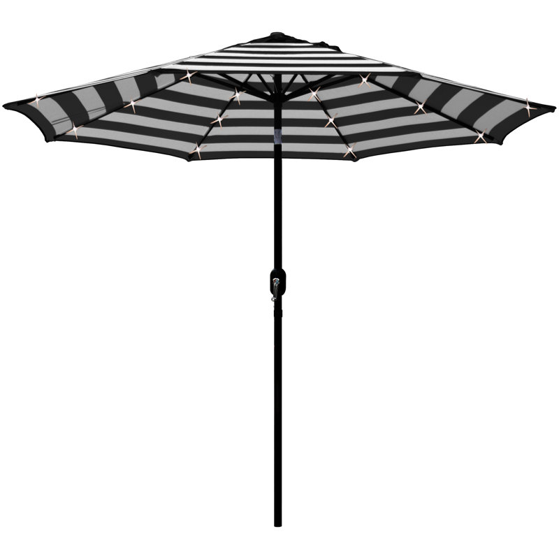 Parasol de jardin extérieur solaire 9 pi x 9 pi Yolanda Yolanda, Noir / blanc