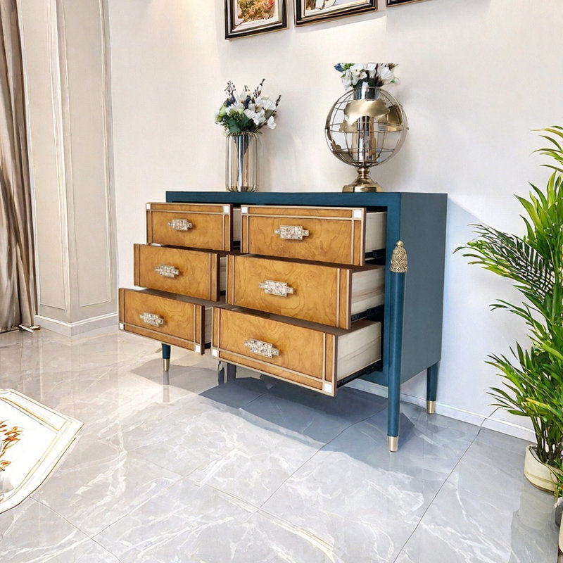 Modern sea shell handle drawer accent cabinet