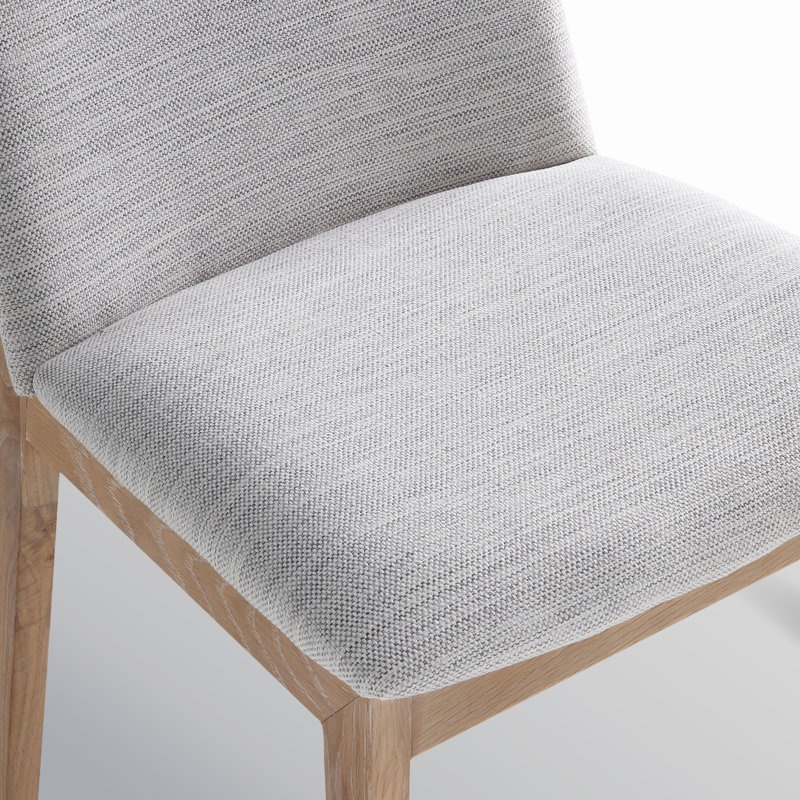 Chaise rembourrée en bois massif Anrey, Gris, Naturel