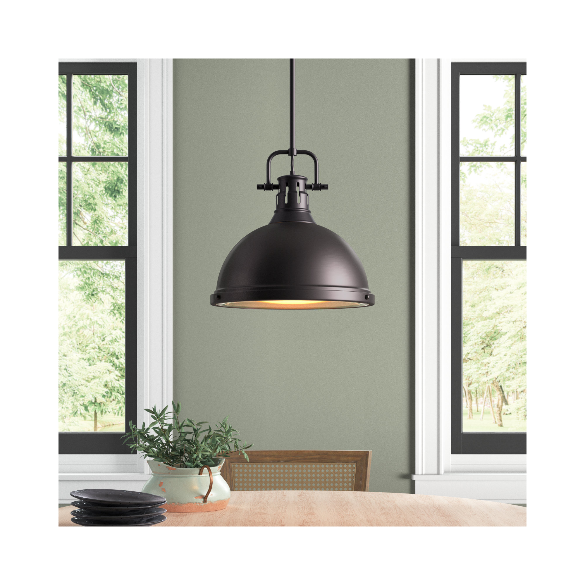 Calico Single Light Steel Dimmable Pendant, Rubbed Bronze, Rubbed Bronze