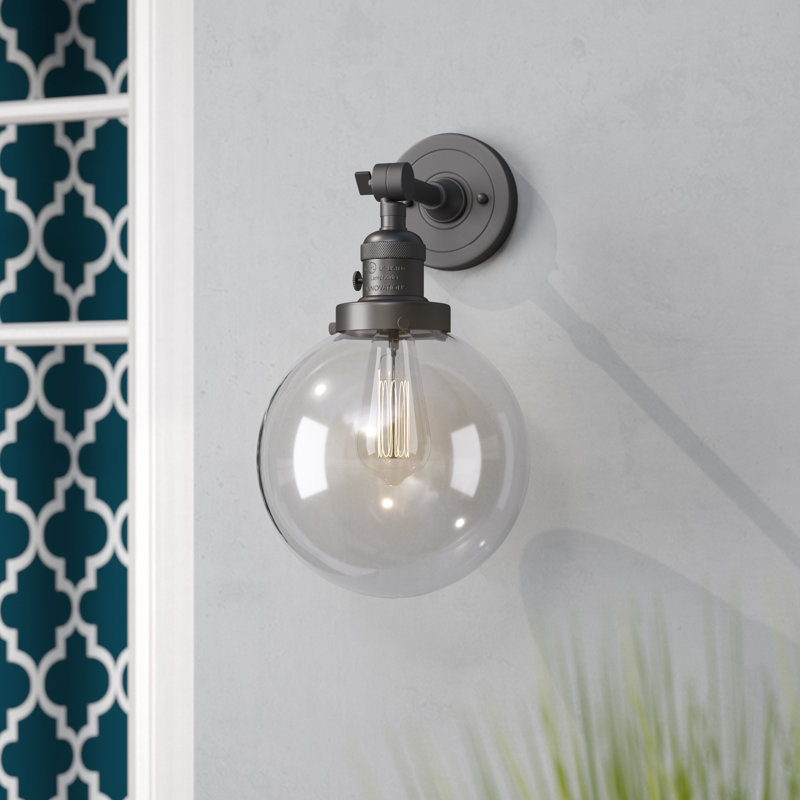 Applique murale articulée à 1 lumière Clementina, Incandescent, Transparent, Or satiné