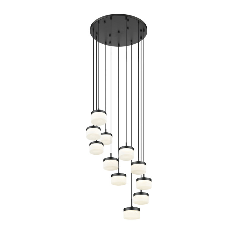Lustre noir mat 11 lumières Renaud, Noir mat