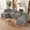 Canapé modulaire en U en chenille de 134 po avec sièges de rangement George