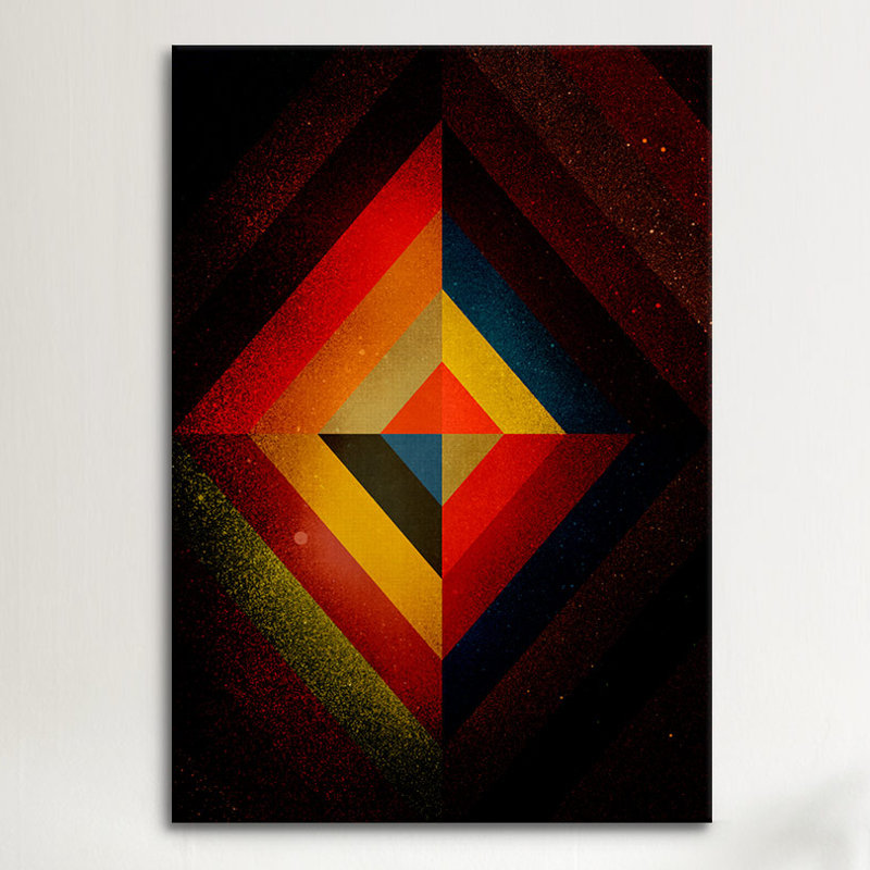 Albree Modern Mid Century Diamond Color Composition (d'après Kandisnky), impression sur toile, H 26 po x l 18 po x P 1,5 po