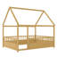 Lit double pleine grandeur avec structure en pin naturel, barrière de sécurité pour chambre à coucher confortable, lit à structure facile à assembler, repos en bois sécuritaire, entrée spacieuse-944372464