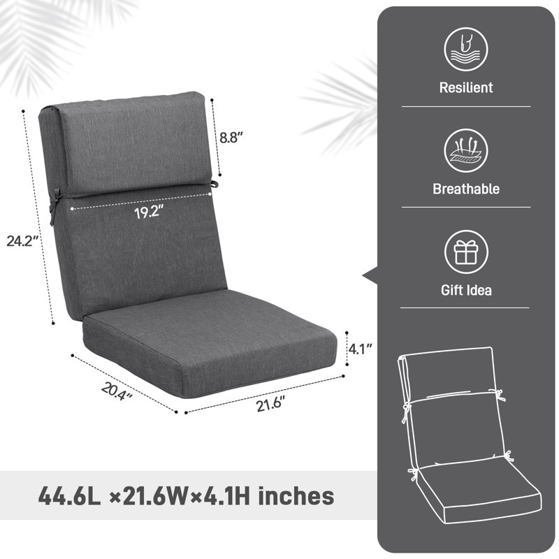 4.1" Outdoor Seat / Back Cushion, Charcoal