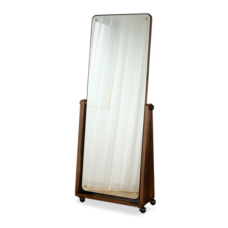 Miroir pleine longueur rotatif rétro, Noyer