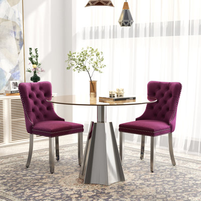 Ensemble de table de salle à manger moderne avec plateau de table en velours capitonné