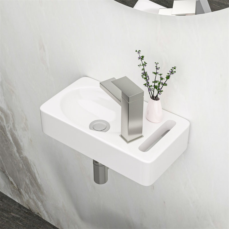 MONSFEST 8.7'' Ceramic Rectangular Bathroom Sink