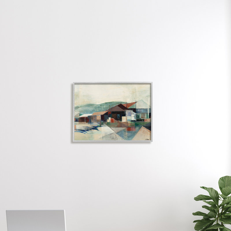Hillside Valley Village, motifs triangulaires - impression, H 16 po x l 20 po, Giclée encadrée noir minuit