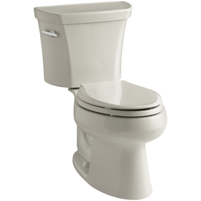 Wellworth 1.6 GPF Elongated Two-Piece Toilet (Seat Not Included), Sandbar, Left-Hand