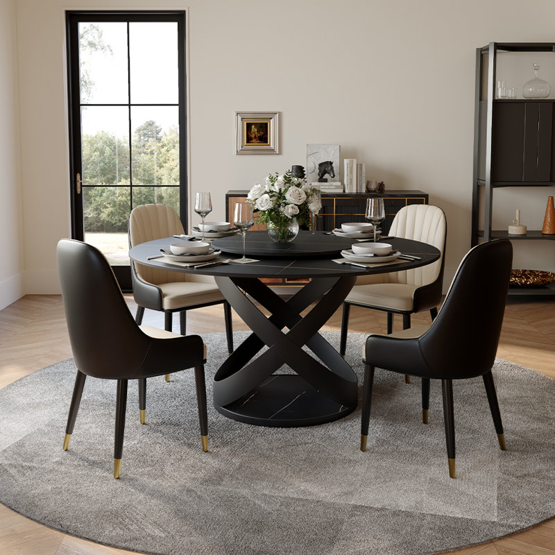 Ensemble de table de salle à manger 5 pièces Maxwell, Noir, H 29,53 po x L 51,18 po x l 51,18 po