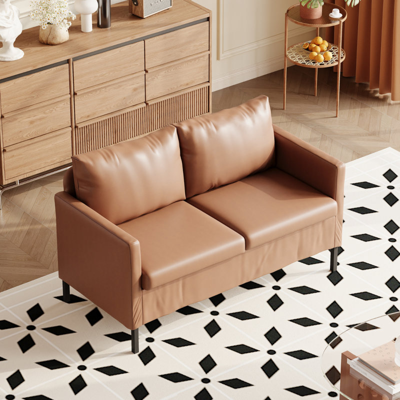 Causeuse moderne en similicuir de 51 po, Brun