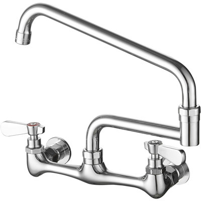 Robinet de lavabo commercial à 2 poignées à 2 poignées avec bec pivotant de 18 po et robinet mural central de 8 po
