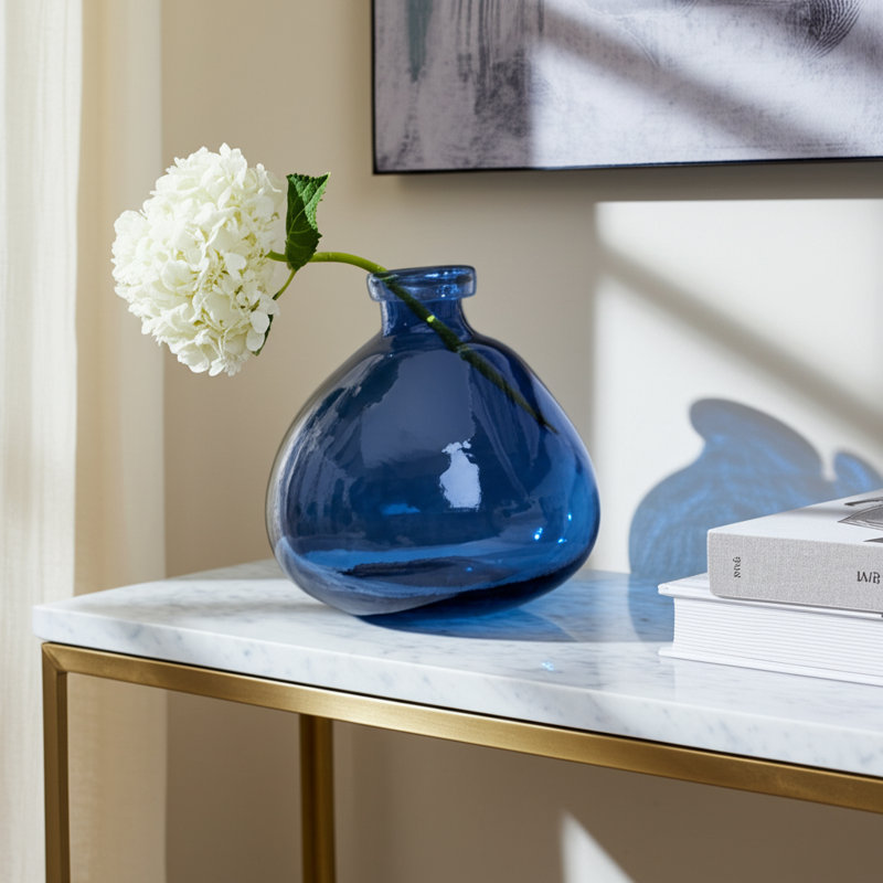 Vase en verre lisse Modern Modern, H 8 po x l 7 po x P 7 po