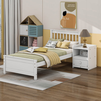 Bed With Headboard & Footboard, Nightstand