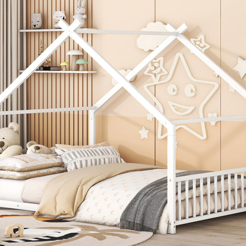 Lit en métal, structure de lit, Complet/Double, Blanc