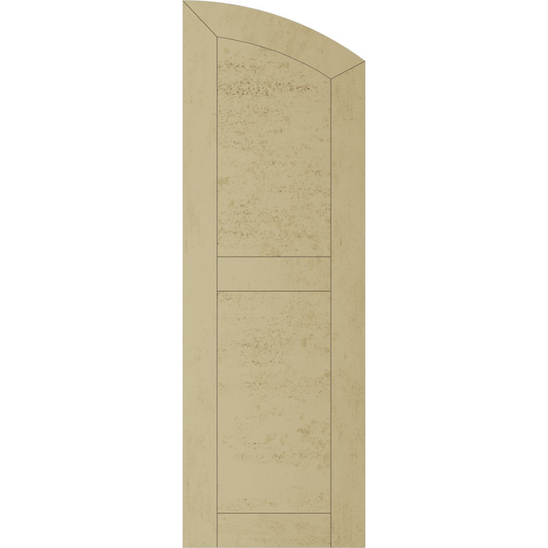 Primed Tan Faux Wood Elliptical Top Shutters, 12" x 56"