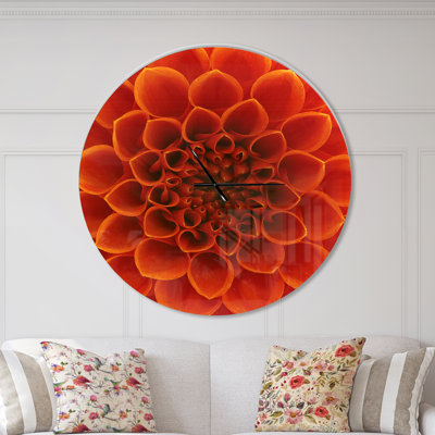 Grande fleur et pétales - Horloge murale moderne
