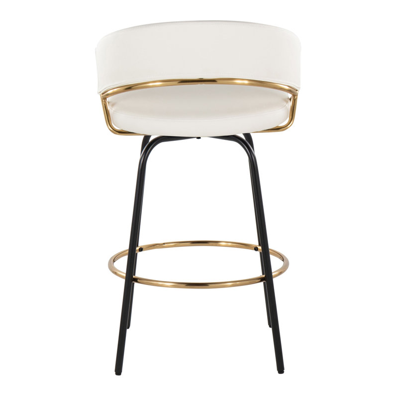 Contemporary Counter Stool, Siège beige / cadre noir / doré