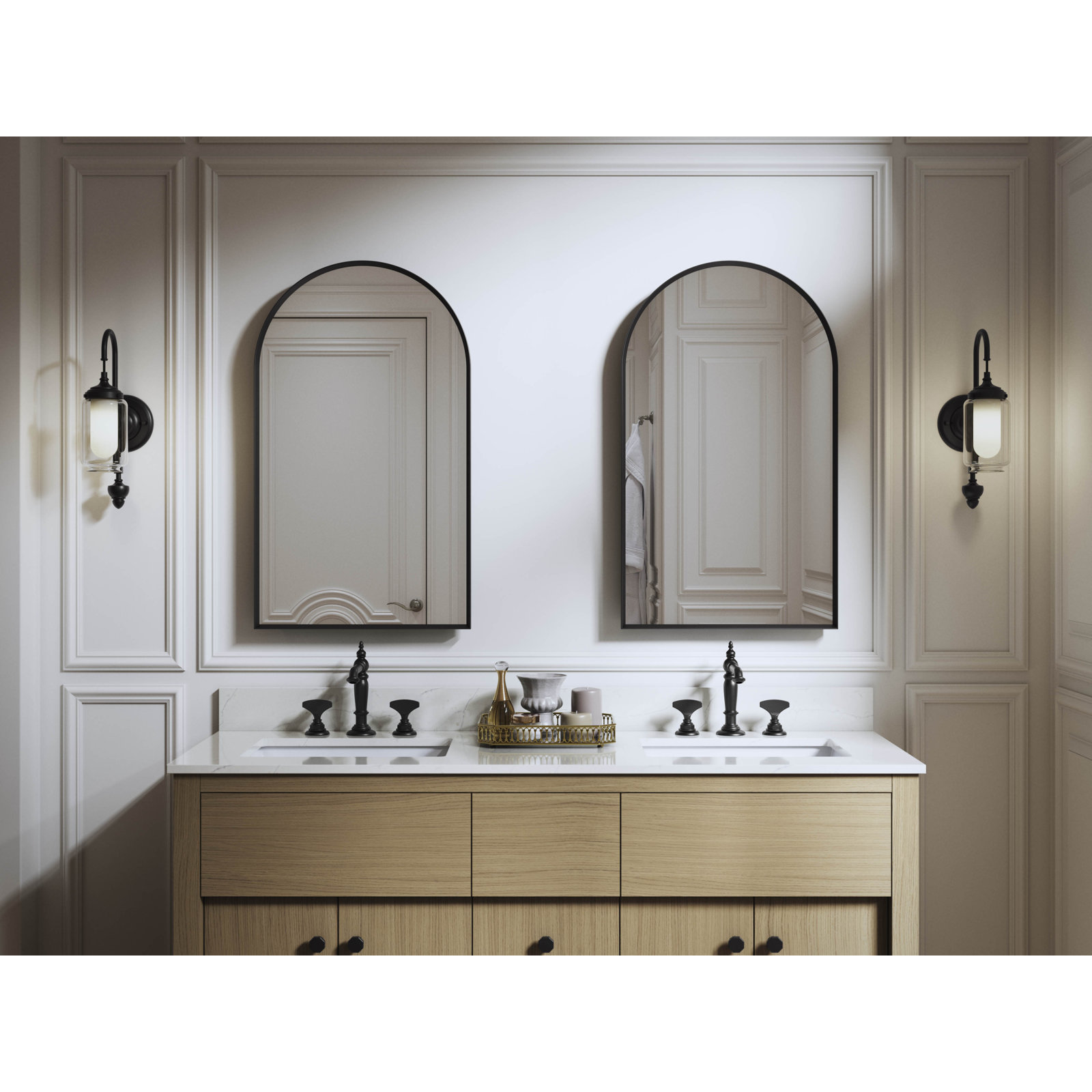 Verdera 20" X 34" Arched Framed Medicine Cabinet Left-Hinged, Black