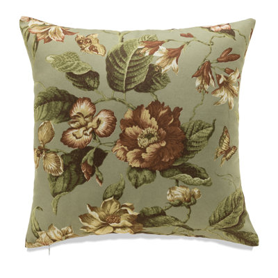 Brown Florals On Green Pillow Cover