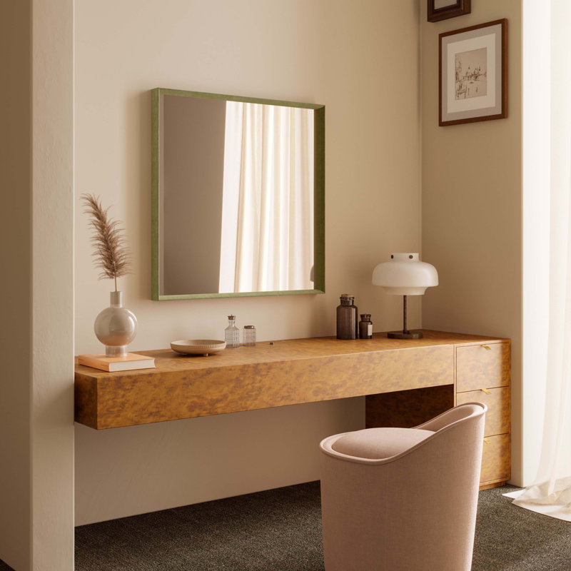 Nakira Solid Wood Rectangle Wall Mirror, 90cm x 30cm, Green