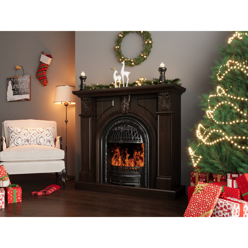 47" W Electric Fireplace Tv Stand With Mantel Farmhouse, Cherry