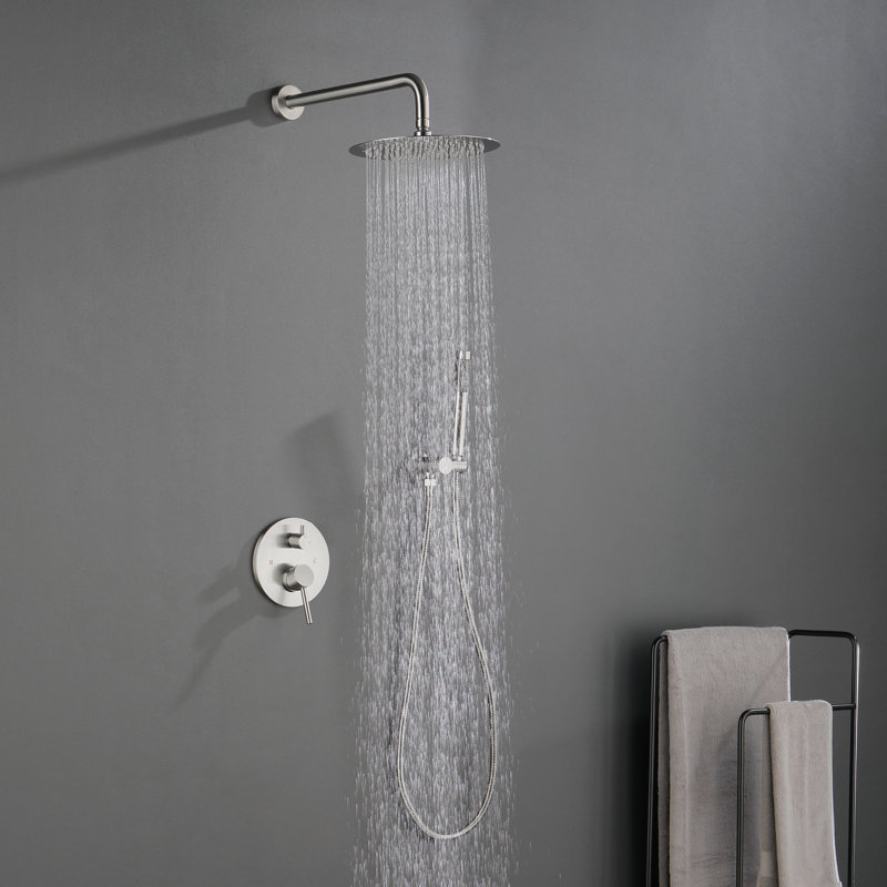 Complete Shower System with Rough in-Valve, Brushed Nickel