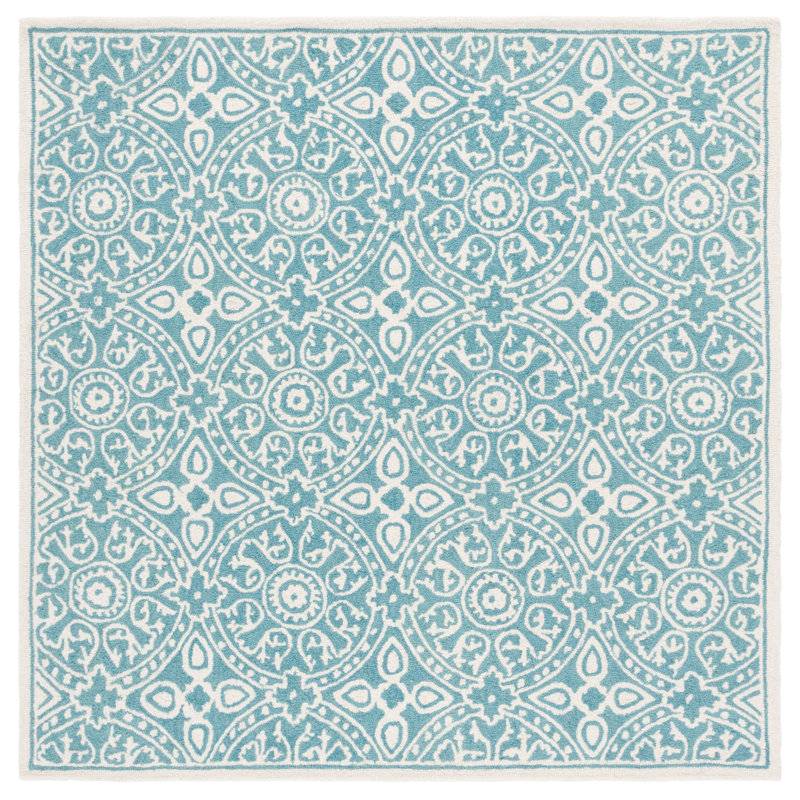 Tapis géométrique en laine touffeté à la main, Carré 6 pi