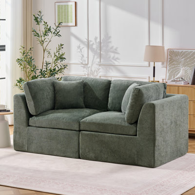 Canapé à deux places Boneless de 80 pouces avec accoudoirs et coussins décoratifs