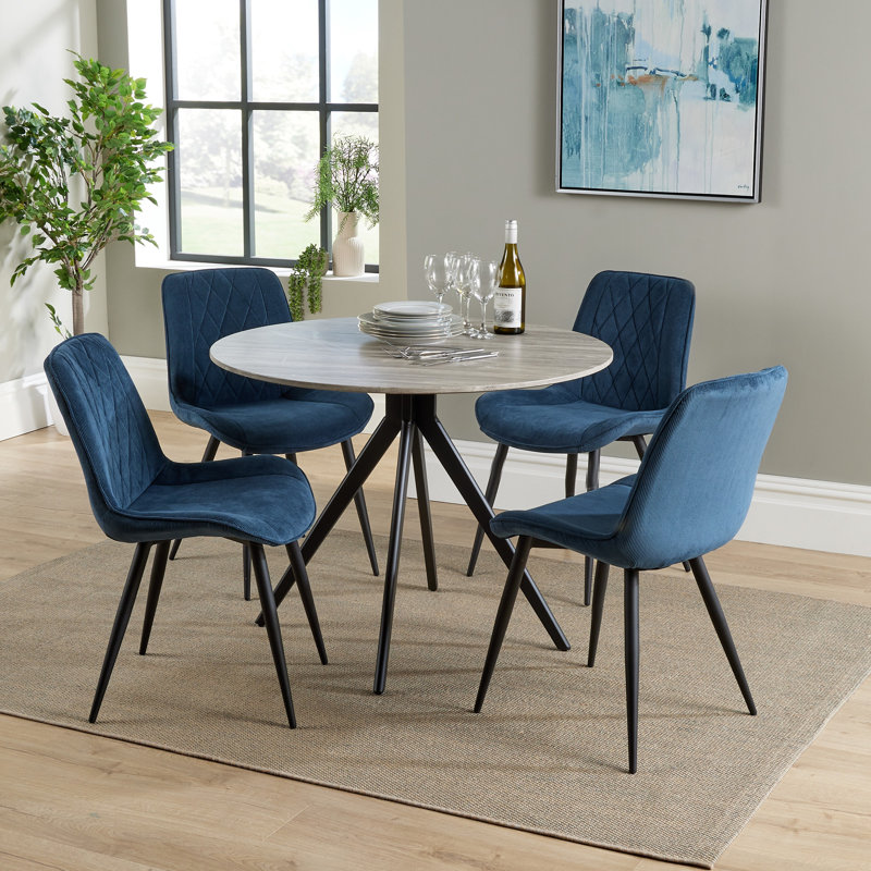 Holmen Round Metal Base Dining Table, Grey