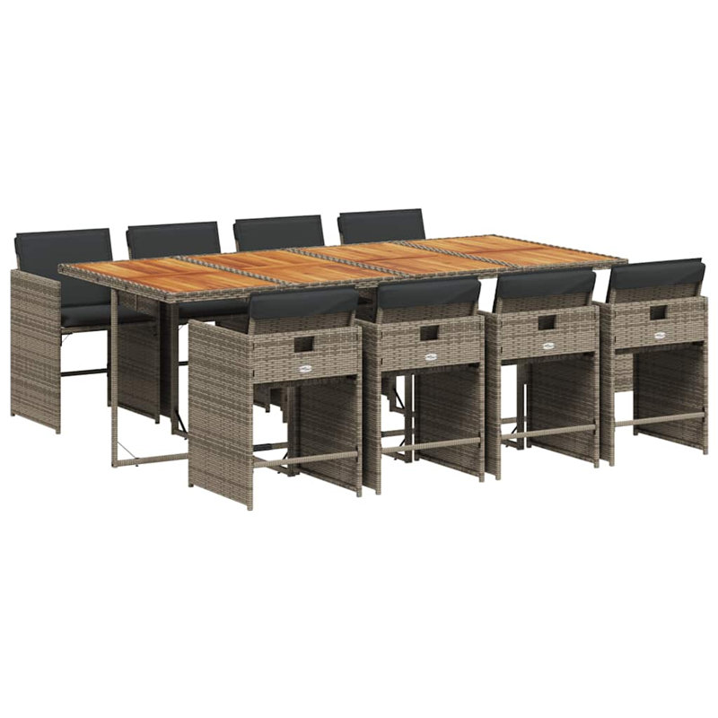 Patio Dining Set with Cushions included, 9, 73 cm H x 220 cm W x 106 cm D, 8