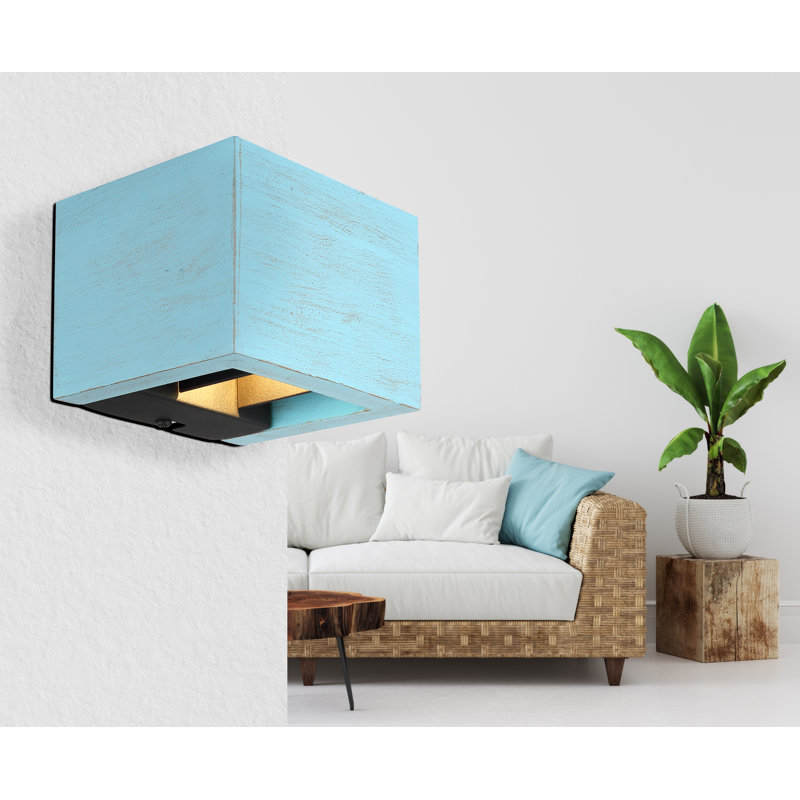 Alshareef Manufactured Wood LED Flush Mounted Sconce, Blue
