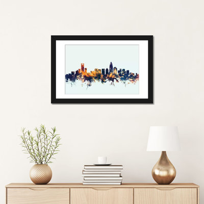 " Charlotte, North Carolina, USA On Blue " by Michael Tompsett