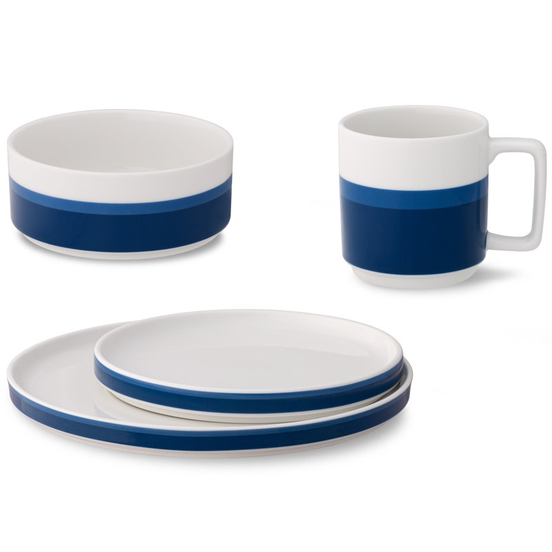 Noritake Colorstax Stripe 4-Piece Place Setting, Service for 1, Blue