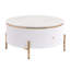 Table basse ronde contemporaine, 2 tiroirs spacieux, motif en marbre élégant, pieds dorés pour un espace de rangement moderne et spacieux,-1059236836
