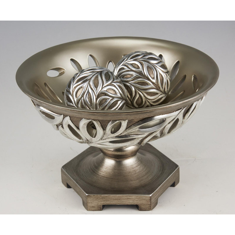 Bol décoratif rond argenté Ilana, 13"