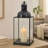 Laila Lantern, Black Metal, Glass Panels, Square Base-104234145