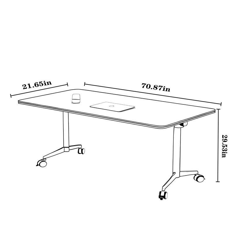 Foldable and mobile conference/training table., 29.53" H x 70.87" L x 21.65" W