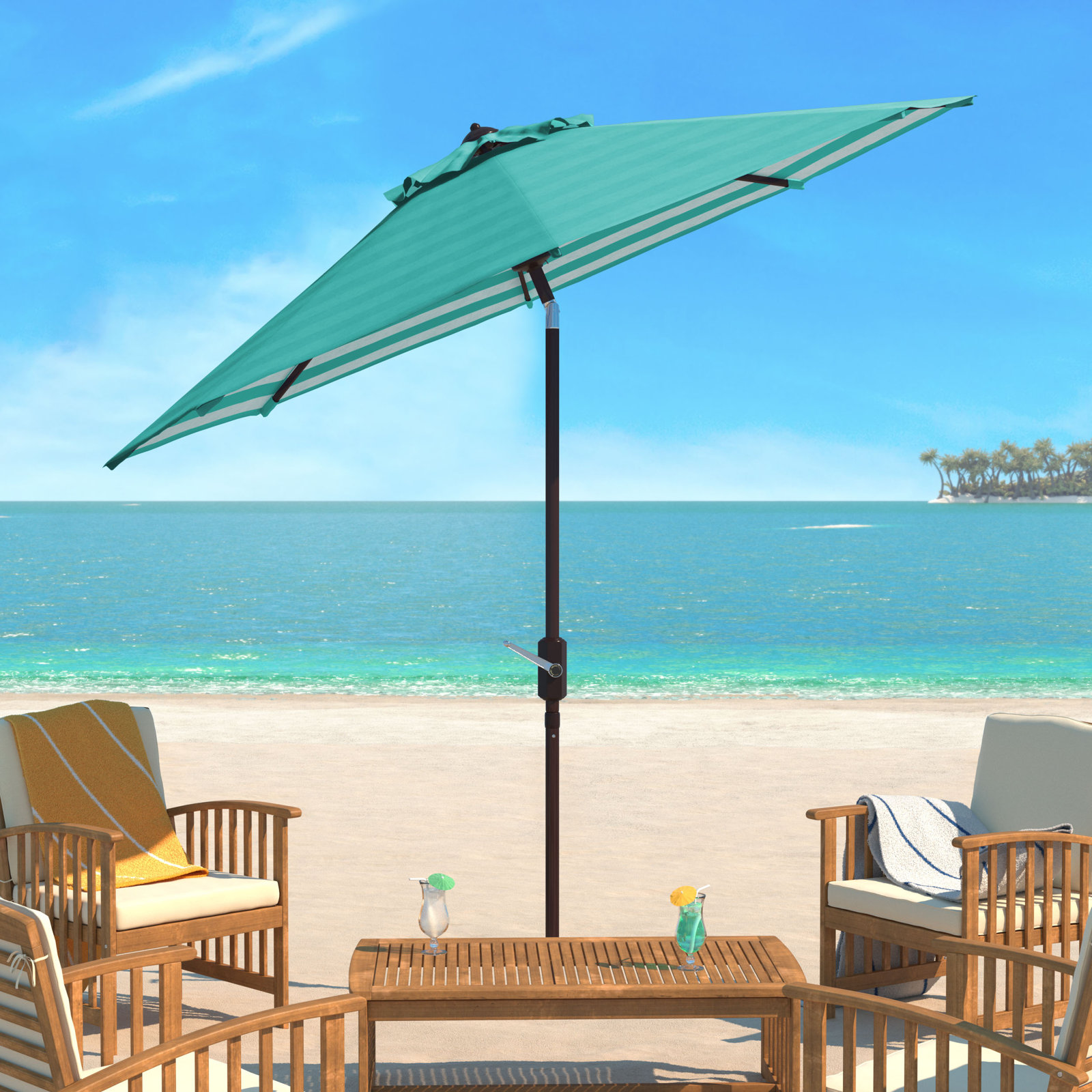 Asla 8.4' Umbrella, Green/White