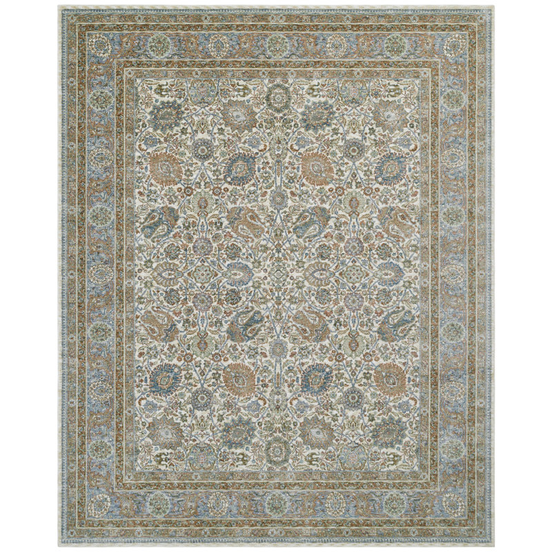 Narooma Ivory Blue Paisley Area Rug, Ivory/Blue, Rectangle 8'6" x 11'6"