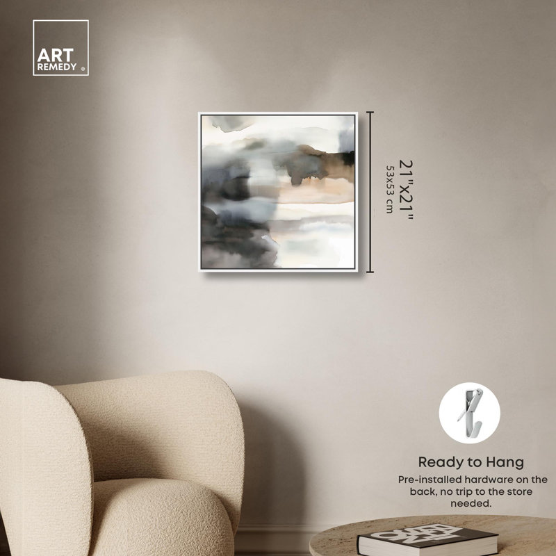Toile «Tonal Mirage II» par Art Remedy, Cadre flottant blanc, H 21 po x l 21 po x P 1,8 po