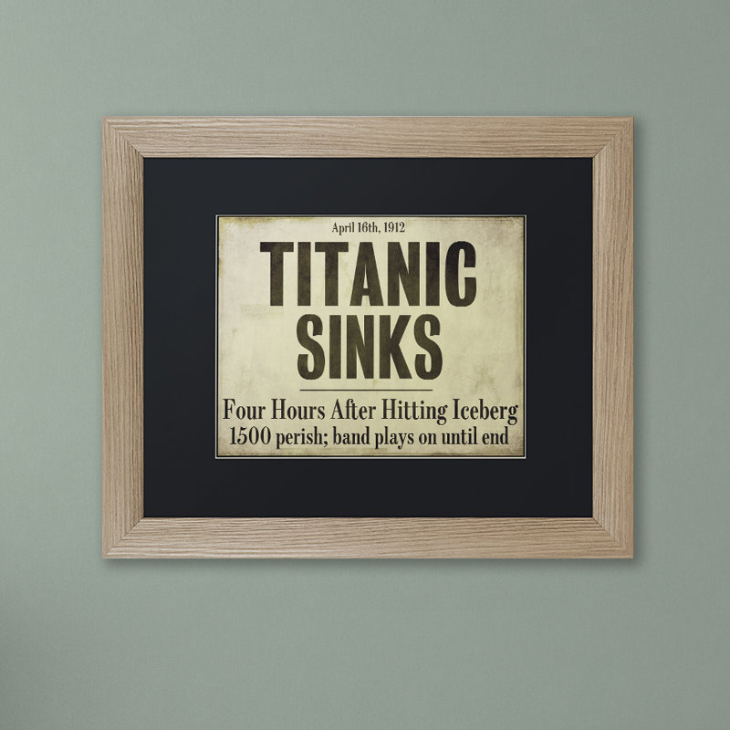«Titanic» par Jadaya, art textuel encadré, Noir, H 16 po x l 20 po, Toile avec cadre noir