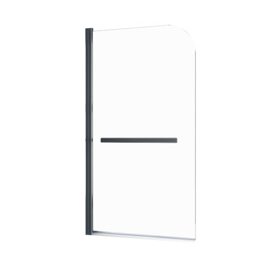 Bathtub Shower Door, 31"X55" Tempered Glass 180 Degree Panel, 304 Stainless Steel Handle, 0.24In Thick Clear Safe Glass, Easy To Install With Seals 31*55In Screen Ready For Installation On Wall