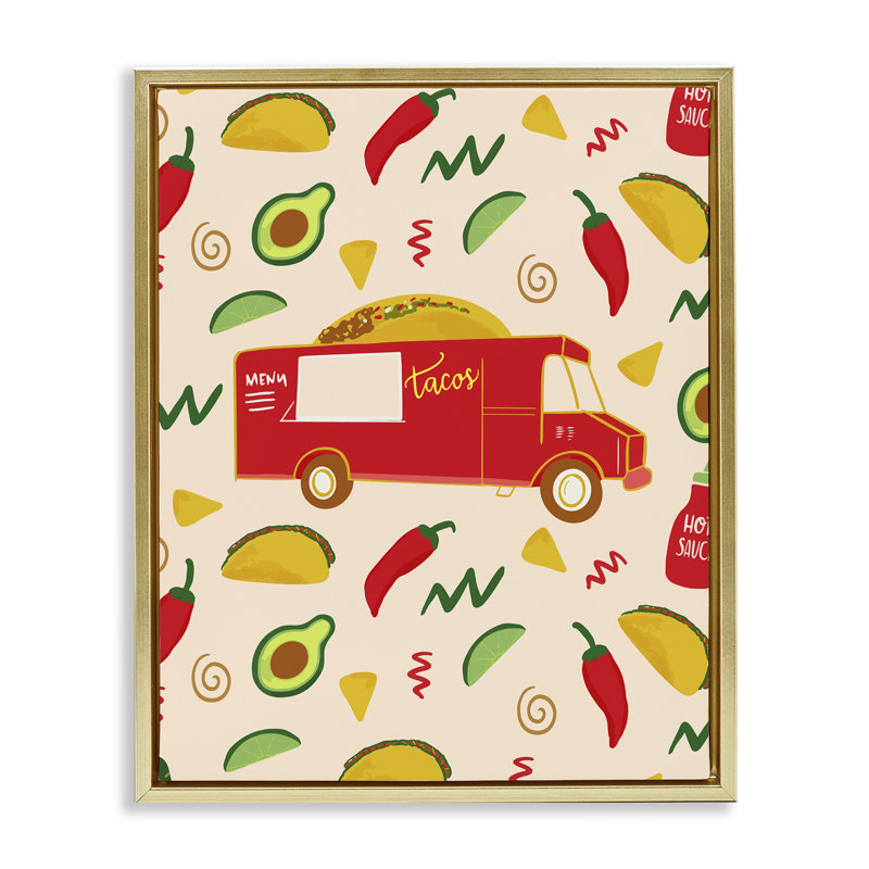 Art mural sur toile flottant Taco, 31" H x 25" W, Cadre flottant métallique doré