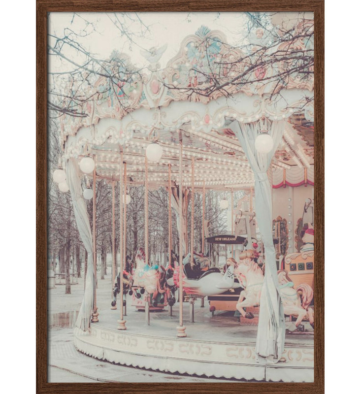 "Paris Carousel III", art mural texturé encadré, Noyer, H 24 po x l 18 po