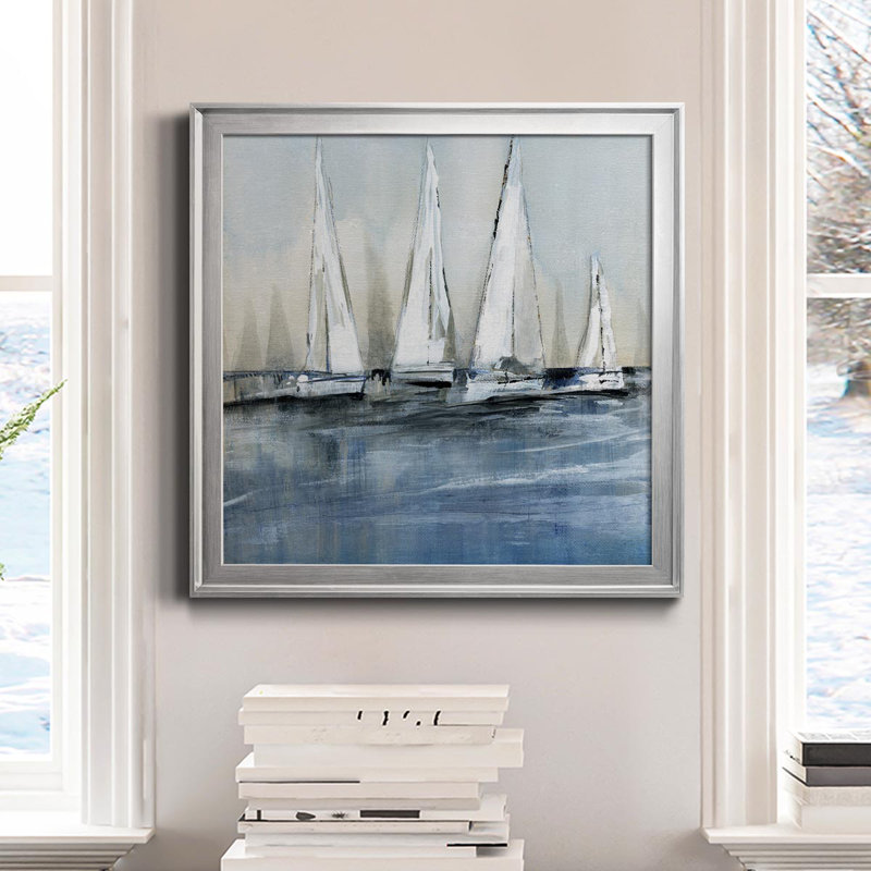 «Waiting for the Sun» - Peinture sur toile encadrée, H 34,5 po x l 34,5 po x P 1,5 po, Argent