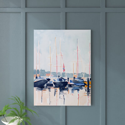 Watercolor Boat Club II by Emma Scarvey - Matted and Framed Under Acrylic Glass, Large Living Room Wall Art