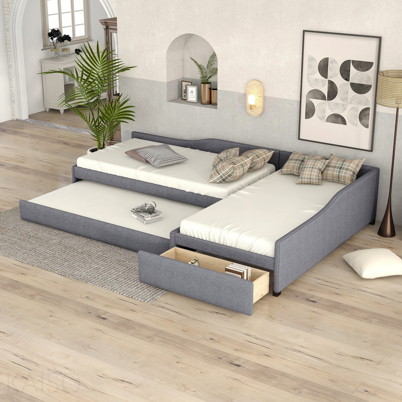 Upholstered Storage Bed, Grey